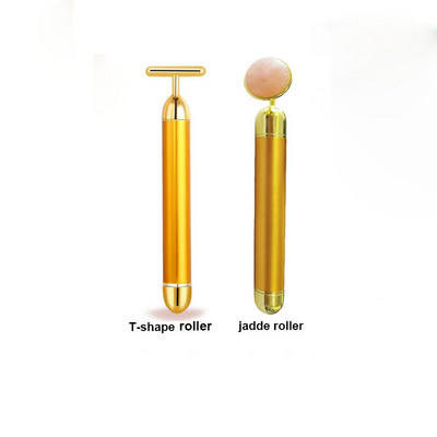 24k Gold Energy Beauty Bar Set 3D vibracijska masaža lica Jade Roller Face Massager Stick Njega kože Face Roller Face Lift Stick