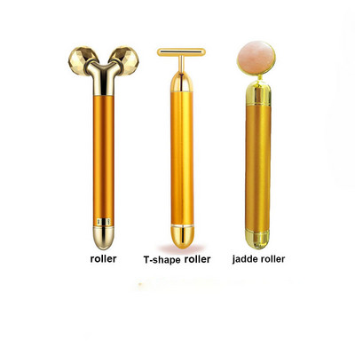 24k Gold Energy Beauty Bar Set 3D vibracijska masaža lica Jade Roller Face Massager Stick Njega kože Face Roller Face Lift Stick