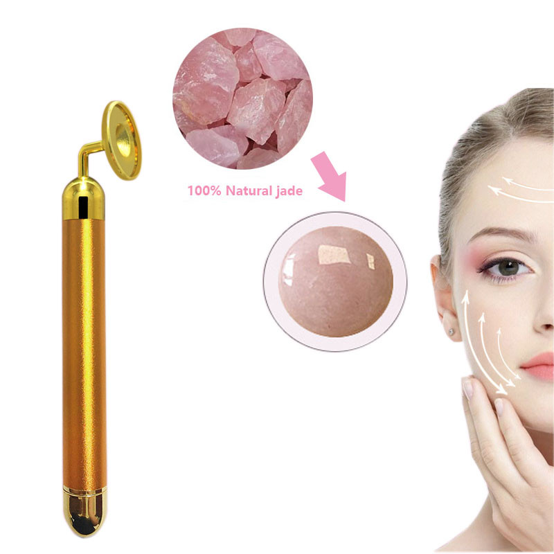 24k Gold Energy Beauty Bar Set 3D vibracijska masaža lica Jade Roller Face Massager Stick Njega kože Face Roller Face Lift Stick