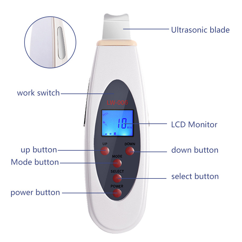 Ultrahangos bőrradír mély arctisztító gép eltávolítása Arcmasszírozó Ultrahangos peeling Clean Tone Lift LW006