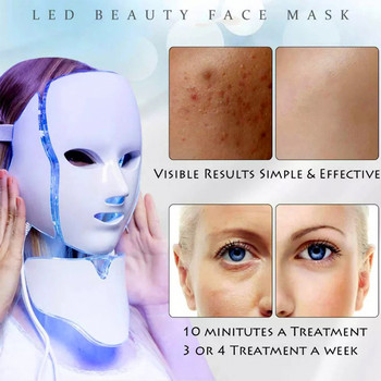 7 Χρώματα Light LED Facial Mask With Neck Face Care Skin Rejuvenation Treatment Beauty Anti Acne Therapy Machine Whitening