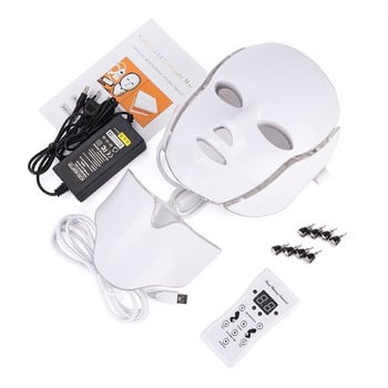 7 цвята светлина LED маска за лице с врат Грижа за лицето Лечение за подмладяване на кожата Красота Терапия против акне Избелваща машина