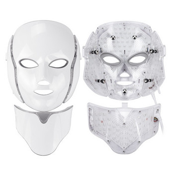 7 цвята светлина LED маска за лице с врат Грижа за лицето Лечение за подмладяване на кожата Красота Терапия против акне Избелваща машина