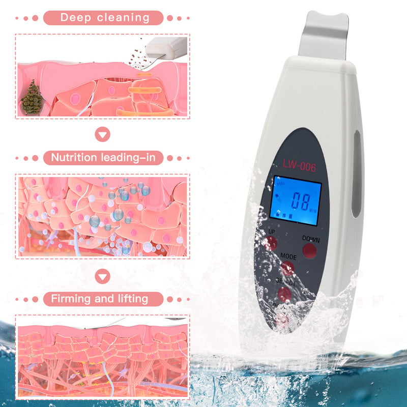 Ultrahangos bőrradír Mély arctisztító készülék Akne eltávolító Galvanikus arc lifting ultrahangos mitesszer peeling pórustisztító