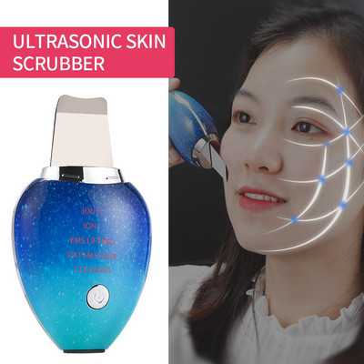 Melegítő Ultrahangos Bőrradír Arc Spatula Mitesszer eltávolító EMS Skin Lifting Masszírozó Deep Face Peeling Tisztító Hámlasztó