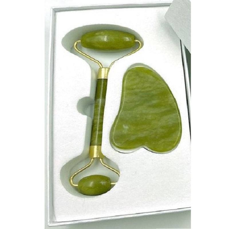 Natural Face Massager Jade Beauty Device görgős masszírozó szett Gua Sha + Roller + ajándékdoboz Jade görgős kaparó arcbőrápolás