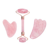 Natural Jade Roller Gua Sha Set Arc szépség Bőrápolás Karcsú eszközök Rózsakvarc masszírozó arcra test nyak Relax ránctalanító