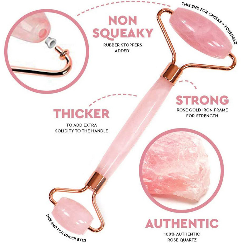 Natural Jade Roller Gua Sha Set Arc szépség Bőrápolás Karcsú eszközök Rózsakvarc masszírozó arcra test nyak Relax ránctalanító