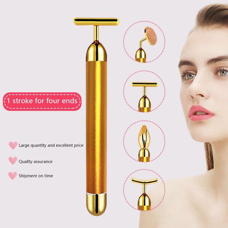 4 u 1 vibrirajući ružičasti kvarcni valjak, valjak za lice, masažer za oči Valjak od žada T/V oblika, masažer za mršavljenje Beauty Bar
