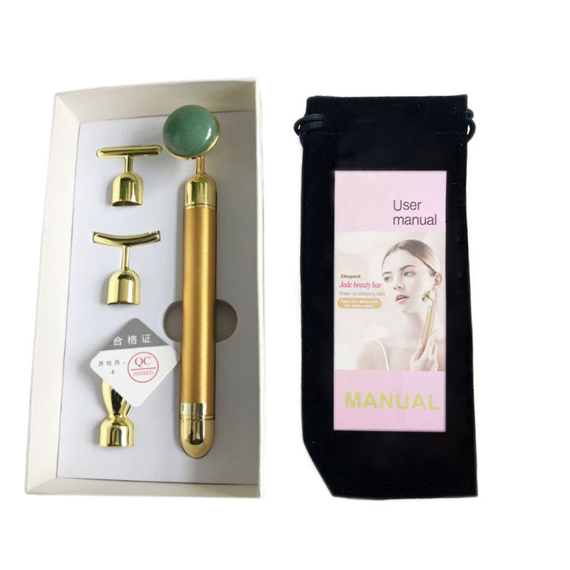 4 u 1 vibrirajući ružičasti kvarcni valjak, valjak za lice, masažer za oči Valjak od žada T/V oblika, masažer za mršavljenje Beauty Bar