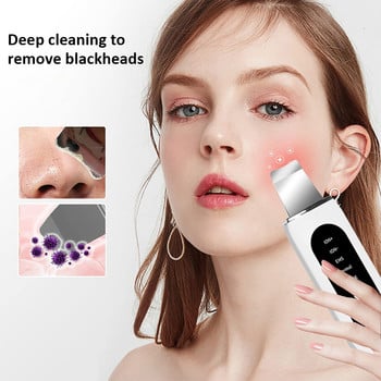 Ultrasonic Skin Scrubber Facial Shovel Deep Cleaning Remover Blackhead Face Cleanser Pore Dead Peeling Cavitation Ion EMS Lift