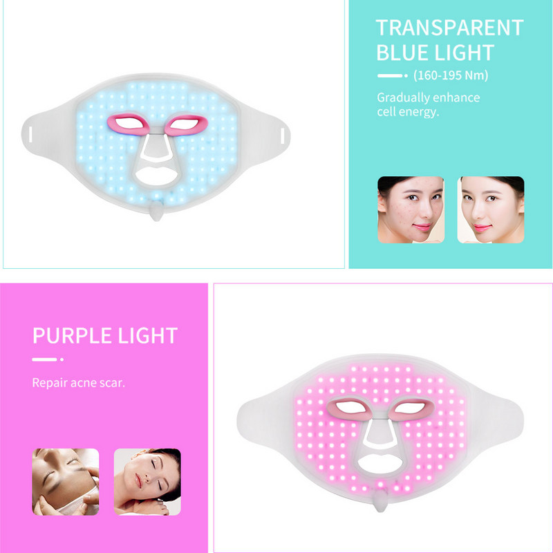 2022 Hot 7 Color Led Photon Fényterápiás gépek Otthoni használatra Arc Arc Beauty Anti Agning Szilikon Maszk nyakkal Bőrápoláshoz