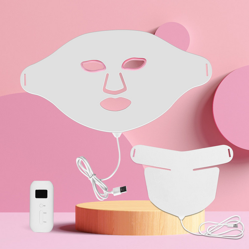 2022 Hot 7 Color Led Photon Fényterápiás gépek Otthoni használatra Arc Arc Beauty Anti Agning Szilikon Maszk nyakkal Bőrápoláshoz