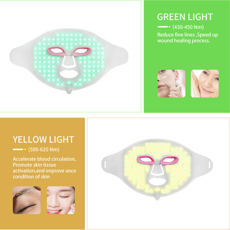 2022 Hot 7 Color Led Photon Fényterápiás gépek Otthoni használatra Arc Arc Beauty Anti Agning Szilikon Maszk nyakkal Bőrápoláshoz