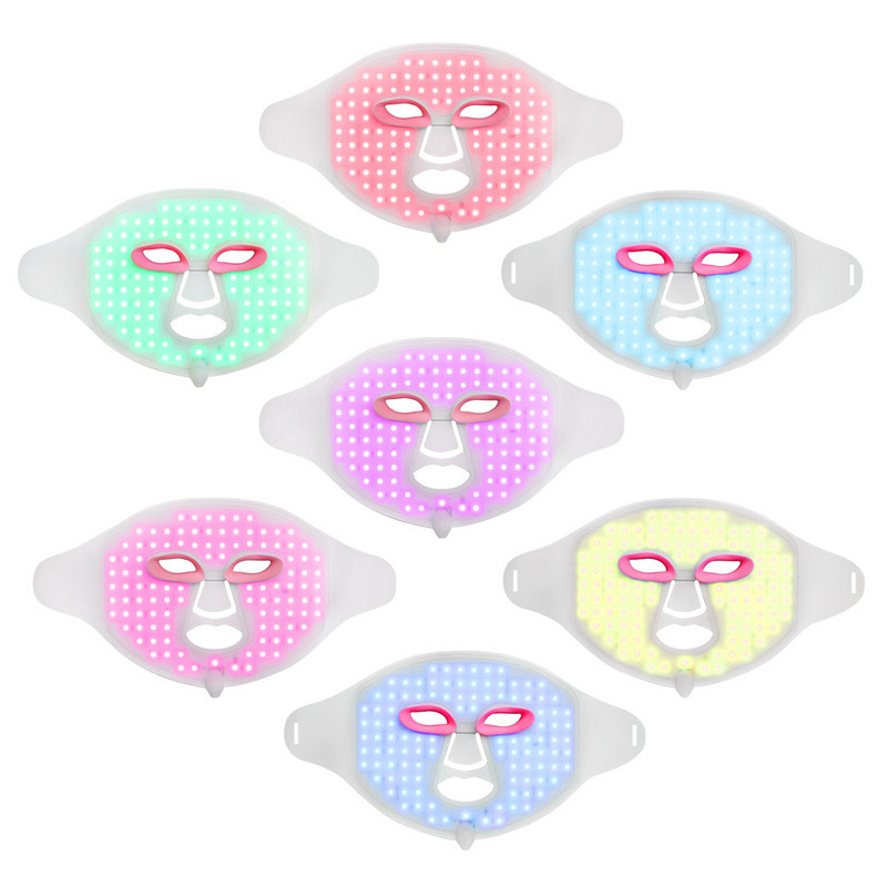2022 Hot 7 Color Led Photon Fényterápiás gépek Otthoni használatra Arc Arc Beauty Anti Agning Szilikon Maszk nyakkal Bőrápoláshoz