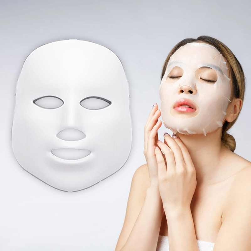 Mască facială cu lumină LED în 7 culori Mască LED pentru întinerirea pielii Fototerapie Îngrijirea feței Frumusețe Anti acnee Albire Mască pentru îndepărtarea ridurilor