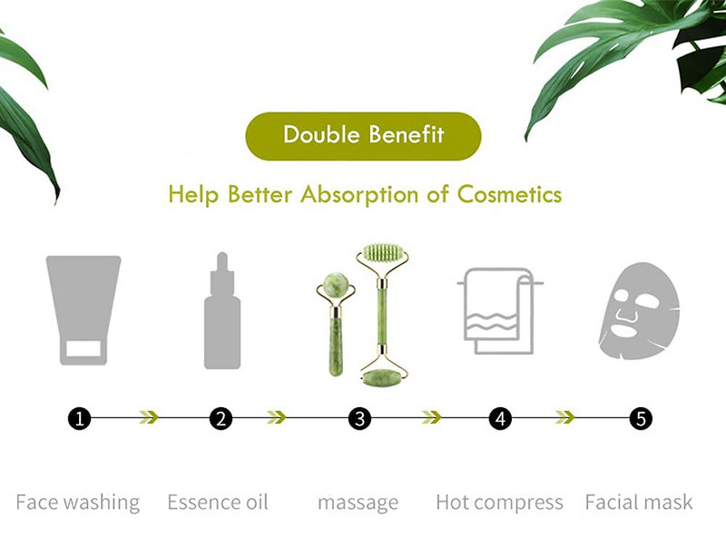 Természetes Jade görgős masszírozó archengerhez Guasha kaparó arc Gouache Stone Skin Lifting Beauty karcsúsító eszköz ránctalanító