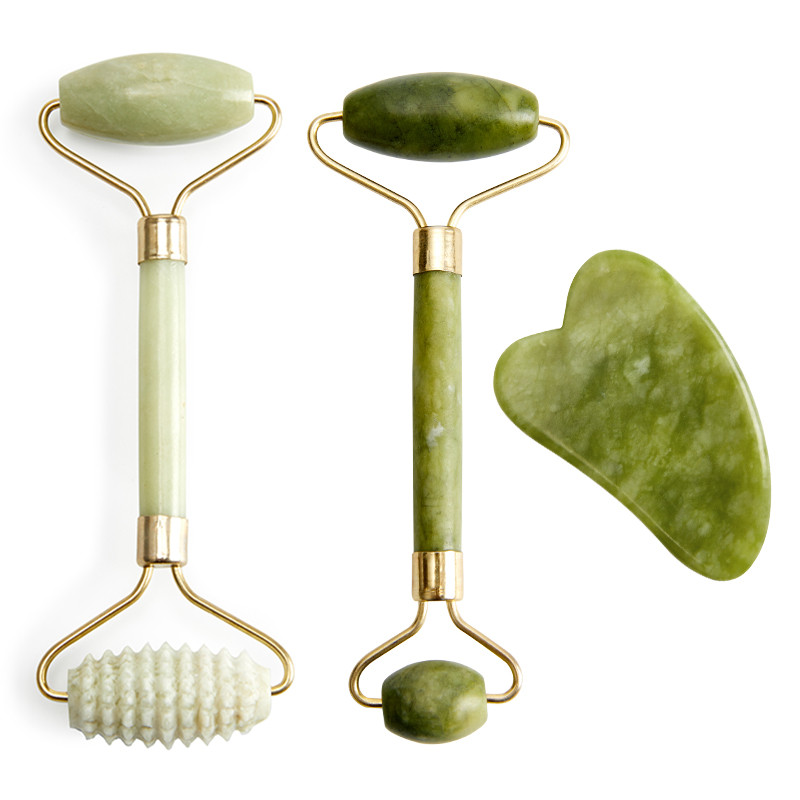 Természetes Jade görgős masszírozó archengerhez Guasha kaparó arc Gouache Stone Skin Lifting Beauty karcsúsító eszköz ránctalanító