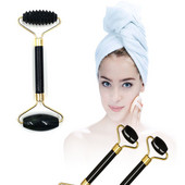 Natūralus masažuoklis veidui Guašo grandiklis veido masažuokliui Obsidian Jade Roller Guasha grandiklis veidui Microniddle voleliu