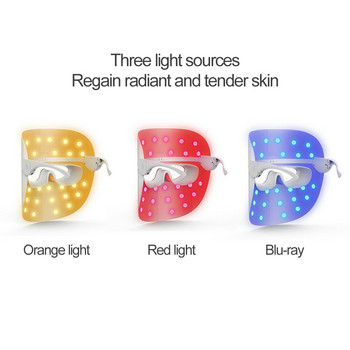 Wakeforyou 3 Colors Led Facial Mask Led Korean Photon Therapy Face Mask Machine Light Therapy Acne Mask Neck Beauty Led Mask New