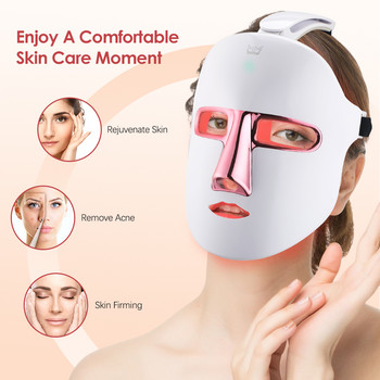 Безжична 7-цветна LED маска за лице с фотонна терапия за подмладяване на кожата против акне и премахване на бръчки Акумулаторна маска за грижа за кожата