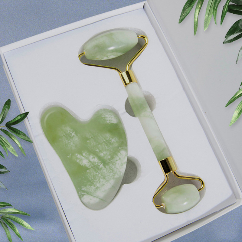 Valjak od prirodnog žada Guasha Set strugalica Masažer za lice Njega kože protiv starenja Lice Oko Oko Vrat Valjak za uljepšavanje Slim Lift Gua Sha Alat