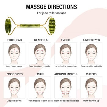 Масажор Нефритов валяк за лице Естествен нефритов камък Facial Natural Scraper Face Lifting Gua Sha Body Back Slimming Massage Roller