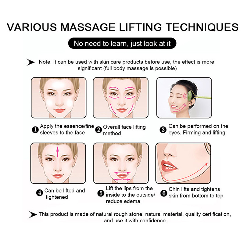 Masažer Valjak od žada za lice Prirodni kamen od žada Prirodni strugač za lice Podizanje lica Gua Sha Valjak za masažu leđa za mršavljenje tijela