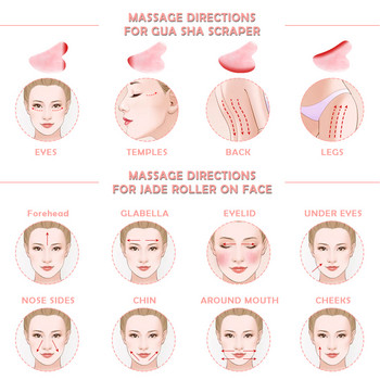 Масажор за лице от розов кварц Jade Roller Gua Sha Scraper Set Facial Roller Масажен инструмент с естествен камък за грижа за кожата Лифтинг на лицето