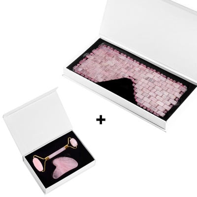 Rózsakvarc Eye Altató Maszk Arc masszírozó Jade Roller Gua Sha Scraper Eyes Relax Fade Sötét karikák Bőrápolás Szépségeszközök Ajándékok