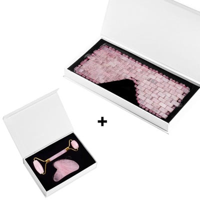 Rózsakvarc Eye Altató Maszk Arc masszírozó Jade Roller Gua Sha Scraper Eyes Relax Fade Sötét karikák Bőrápolás Szépségeszközök Ajándékok