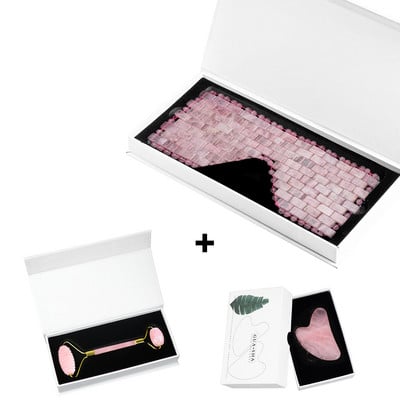 Rózsakvarc Eye Altató Maszk Arc masszírozó Jade Roller Gua Sha Scraper Eyes Relax Fade Sötét karikák Bőrápolás Szépségeszközök Ajándékok
