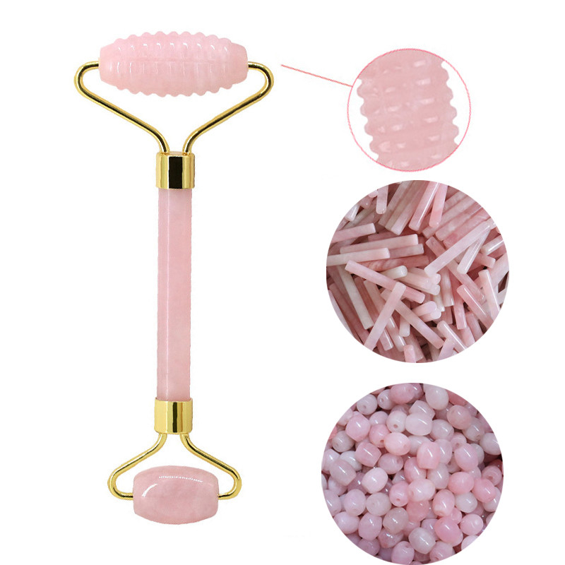 Természetes rózsakvarc henger Gua Sha Board Jade masszírozó eszközök Ránctalanító Jade Roller Gouache Kaparó Arcmasszírozó eszköz