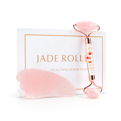 Természetes jade görgős Gua Sha készlet masszírozó arcra Gouache kaparó görgős szett Arc bőrápolás Szépség egészség Masszázseszközök