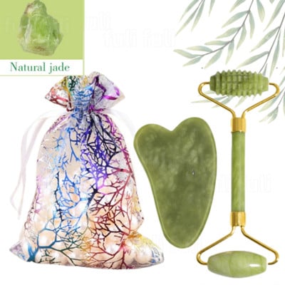 Valjak od prirodnog žada Gua Sha Massager Set alata za lice Set valjaka za gvaš struganje Njega kože lica Ljepota Zdravlje Alati za masažu