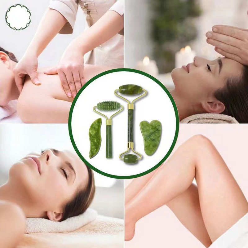 Valjak od prirodnog žada Gua Sha Massager Set alata za lice Set valjaka za gvaš struganje Njega kože lica Ljepota Zdravlje Alati za masažu