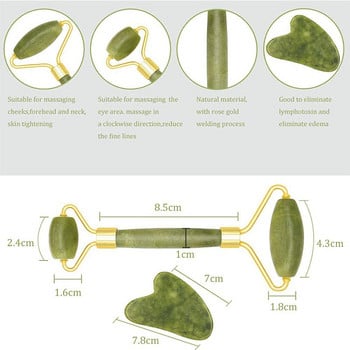 Натурален масажор за лице Скрепер с гваш за лице Масажор с нефритов валяк Guasha Скрепер за лице Microniddle ролка Face Gua Sha