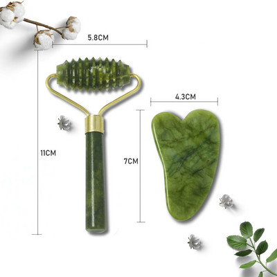 Természetes jade henger Gua Sha készletek masszírozó arcra Gouache kaparó hengerkészlet Szépség egészség Arcbőr ápolás Testmasszázs eszközök