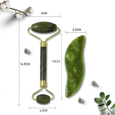 Természetes jade henger Gua Sha készletek masszírozó arcra Gouache kaparó hengerkészlet Szépség egészség Arcbőr ápolás Testmasszázs eszközök