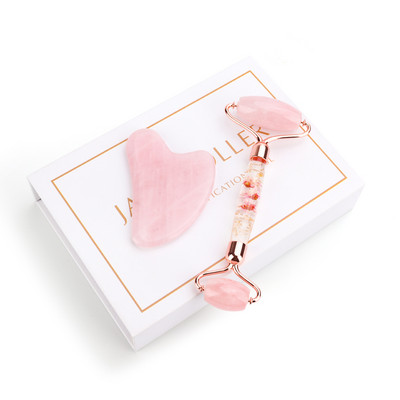 Sejas masieri Jade Roller Gua Sha komplekts ar ziedu guašas skrāpi sejai Jade Stone Sejas rullītis kakla acu ķermeņa masierim