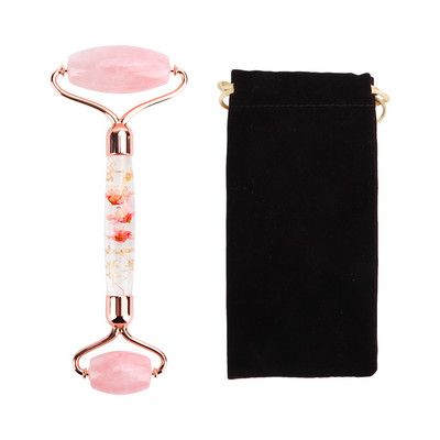 Arcmasszírozó Jade Roller Gua Sha készlet virágos gouache kaparóval az archoz Jade Stone arcmasszírozó görgő a nyak szemek testmasszírozójához