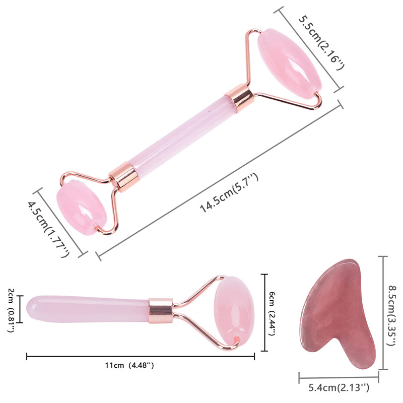 Masaža lica Valjak od žada Rose Quartz Prirodni kamen Gua Sha Slimmer Lift Uklanjanje bora Dvostruka brada Njega ljepote Mršavljenje