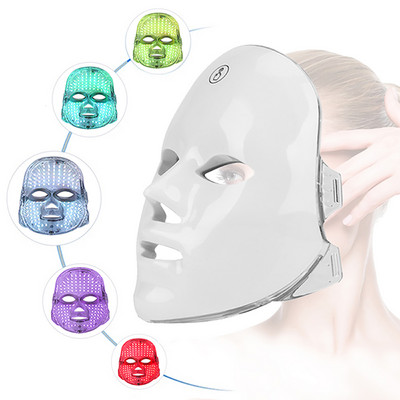 Mască facială cu LED-uri în 7 culori, mașină de terapie cu lumină roșie, pentru îndepărtarea ridurilor, întinerirea pielii, dispozitive de strângere pentru îngrijirea feței