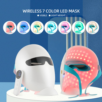 Μάσκα προσώπου 7 χρωμάτων Light LED με τηλεχειριστήριο Αναζωογόνηση δέρματος Μάσκα LED Φωτοθεραπεία Περιποίηση προσώπου Beauty Anti Acne λεύκανση