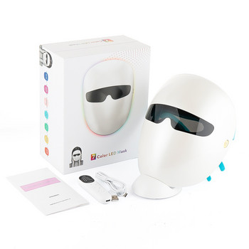 7 цвята Светлинна LED маска за лице с дистанционно управление Подмладяване на кожата LED маска Фототерапия Грижа за лицето Красота против акне Избелване
