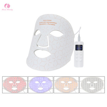 Нови 4 цвята, 240 бр. малки светлини, мека силиконова LED маска за лице, фотонна терапия против акне, бръчки, подмладяване на кожата, грижа за кожата