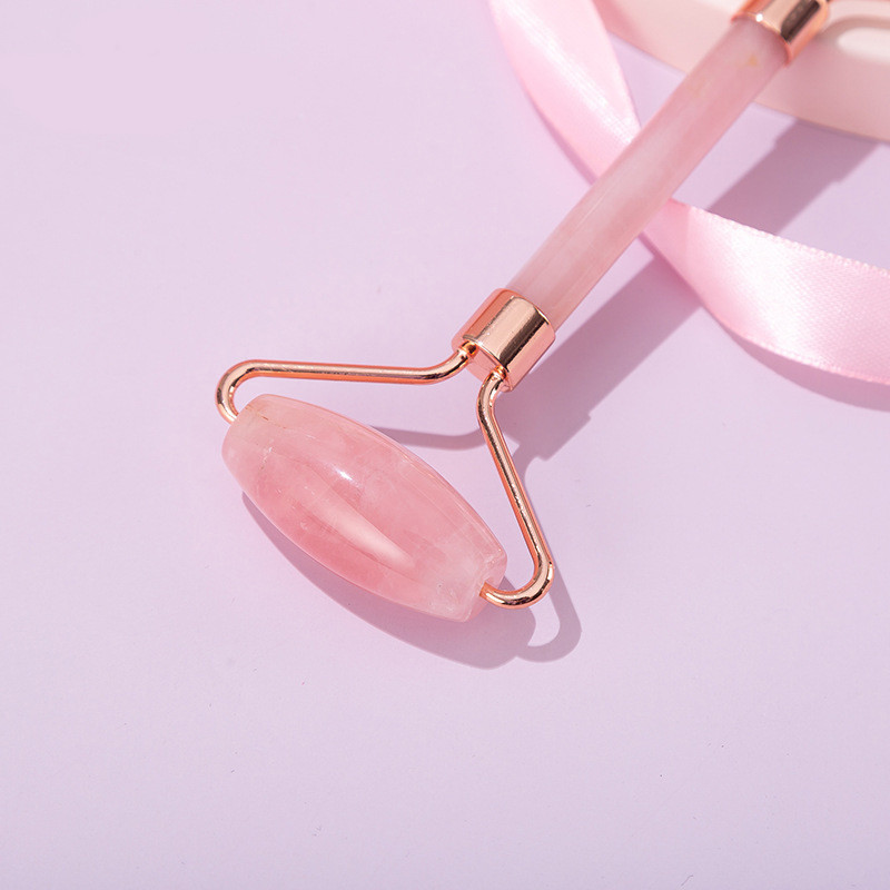Rose Quartz Powder Crystal Jade Roller Massager Prirodni Pink Gua Sha Stone Maska Četka Uređaj za uljepšavanje lica Alat za njegu kože lica
