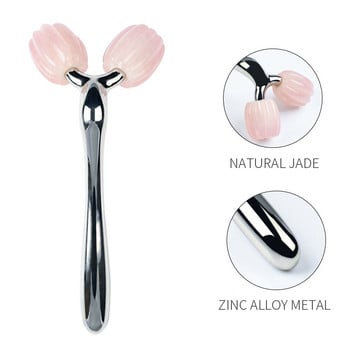 Νέο 3D Jade Roller Massager For Face Rose Quartz Natural Stone Facial Massage 360 Rotate Wrinkles Remove Skin Care Slimming Tool