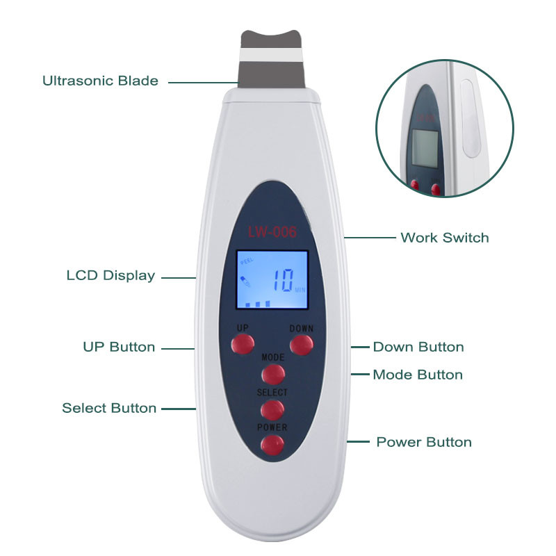 Ultrahangos bőrradír tisztító Arctisztító akne eltávolítás Galvános arcfürdő ultrahangos peeling Clean Tone Lift LW006