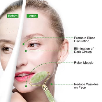 Натурален розов кварц Jade Roller Gua Sha Set Facial Massager Roller Jade Stone Massage Set Face Lifting Beauty Skin CareTool